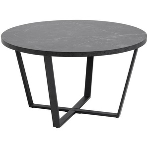 Carryhome Couchtisch , Schwarz , Metall , Marmoroptik , rund , 77x44 cm , Wohnzimmer, Wohnzimmertische, Couchtische, Metall-Couchtische