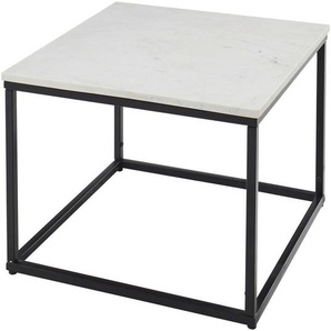 Carryhome Couchtisch , Schwarz, Weiß , Stein , quadratisch , eckig , 60x46 cm , Wohnzimmer, Wohnzimmertische, Couchtische, Couchtische Marmor