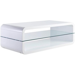 Carryhome Couchtisch, Weiß Hochglanz, Glas, Holzwerkstoff, rechteckig, 60x40x120 cm, Wohnzimmer, Wohnzimmertische, Couchtische, Couchtische Glas