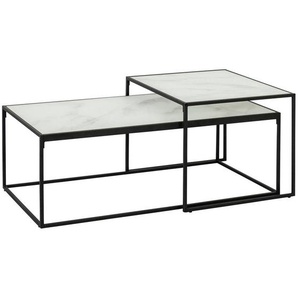 Carryhome Couchtischset , Schwarz, Weiß , Glas , 2-teilig , rechteckig , eckig, Flachrohr , 50-55x35-43 cm , Wohnzimmer, Wohnzimmertische, Couchtische, Glas-Couchtische