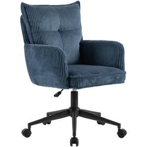 Carryhome Drehstuhl, Blau, Schwarz, Metall, Textil, Drehkreuz, 58x84.5-92x64 cm, Sitzfläche 360° drehbar, Arbeitszimmer, Bürostühle, Drehstühle