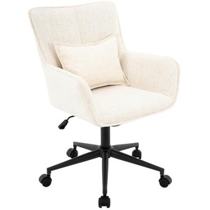 Carryhome Drehstuhl, Creme, Schwarz, Metall, Textil, Drehkreuz, 60x86x96 cm, Sitzfläche 360° drehbar, Arbeitszimmer, Bürostühle, Drehstühle