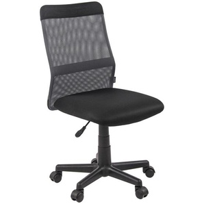 Carryhome Drehstuhl, Grau, Schwarz, Kunststoff, Textil, Drehkreuz, 47x85-97x55 cm, Sitzfläche 360° drehbar, Arbeitszimmer, Bürostühle, Drehstühle