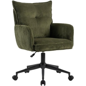 Carryhome Drehstuhl, Grün, Schwarz, Metall, Textil, Drehkreuz, 58x84.5x92 cm, Sitzfläche 360° drehbar, Stühle