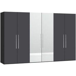 Carryhome Drehtürenschrank , Anthrazit, Schwarz , Holzwerkstoff , 3 Fächer , 303x215x59 cm , erweiterbar, Beimöbel erhältlich, umfangreiches Zubehör in verschiedenen Größen Holzdekoren individuell planbar , Schlafzimmer, Kleiderschränke, Drehtürenschränke