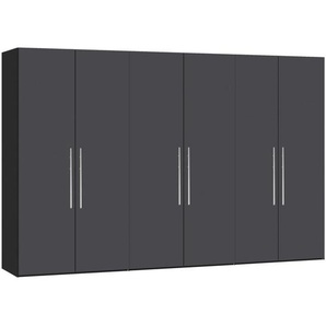 Carryhome Drehtürenschrank , Anthrazit, Schwarz , Holzwerkstoff , 3 Fächer , 303x215x59 cm , erweiterbar, Beimöbel erhältlich, umfangreiches Zubehör in verschiedenen Größen Holzdekoren individuell planbar , Schlafzimmer, Kleiderschränke, Drehtürenschränke