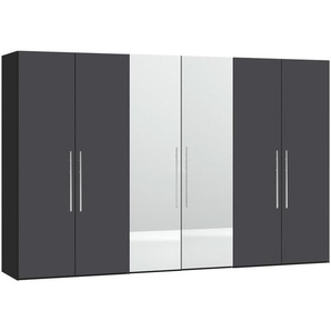Carryhome Drehtürenschrank , Anthrazit, Schwarz , Holzwerkstoff , 3 Fächer , 303x236x59 cm , erweiterbar, Beimöbel erhältlich, umfangreiches Zubehör in verschiedenen Größen Holzdekoren individuell planbar , Schlafzimmer, Kleiderschränke, Drehtürenschränke