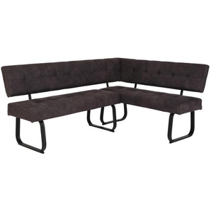 Carryhome Eckbank, Dunkelgrau, Textil, Vintage, L-Form, 202x152 cm, Typenauswahl, seitenverkehrt erhältlich, Esszimmer, Bänke, Eckbänke