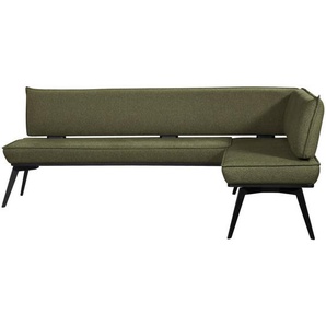 Carryhome Eckbank, Schwarz, Olivgrün, Textil, Metall, Holz, Buche, massiv, Eckteil, Ottomane rechts, 235x165 cm, Stoffauswahl, Esszimmer, Bänke,