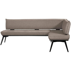 Carryhome Eckbank, Schwarz, Taupe, Holz, Metall, Textil, Buche, massiv, Eckteil, 195x165 cm, Stoffauswahl, Esszimmer, Bänke, Eckbänke