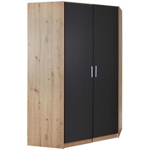 Carryhome Eckkleiderschrank, Dunkelgrau, Eiche Artisan, Holzwerkstoff, 9 Fächer, 117x197x117 cm, Blauer Engel, Goldenes M, Made in Germany,