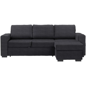 Carryhome Ecksofa, Anthrazit, Textil, Uni, 3-Sitzer, Ottomane rechts, seitenverkehrt montierbar, L-Form, 244x157 cm, Schlafen auf Sitzhöhe, Rücken