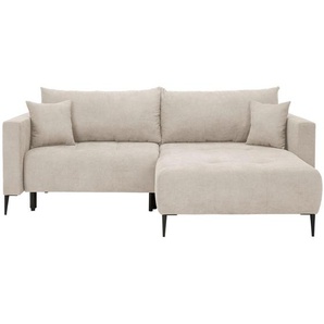 Carryhome Ecksofa, Beige, Textil, 2-Sitzer, Füllung: Schaumstoff, seitenverkehrt montierbar, L-Form, 226x155 cm, Liegefunktion, Schlafen auf Sitzhöhe,
