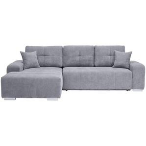 Carryhome Ecksofa, Blau, Grau, Textil, Uni, 4-Sitzer, Füllung: Schaumstoff, Ottomane links, L-Form, 280x194 cm, Stoffauswahl, Liegefunktion, seitenverkehrt erhältlich, Rücken echt, Wohnzimmer, Sofas & Couches, Wohnlandschaften, Ecksofas