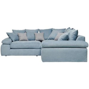 Carryhome Ecksofa, Blau, Textil, 5-Sitzer, L-Form, 284x284 cm, Stoffauswahl, Hocker erhältlich, Rücken echt, Wohnzimmer, Sofas & Couches,