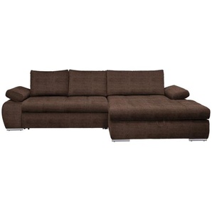 Carryhome Ecksofa, Braun, Textil, 4-Sitzer, Füllung: Schaumstoff, Ottomane rechts, L-Form, 294x173 cm, Stoffauswahl, seitenverkehrt erhältlich,