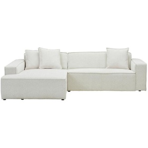Carryhome Ecksofa, Creme, Textil, 4-Sitzer, Ottomane links, L-Form, 280x188 cm, Stoffauswahl, seitenverkehrt erhältlich, Rücken echt, Wohnzimmer,