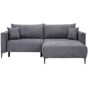 Carryhome Ecksofa, Dunkelgrau, Textil, 2-Sitzer, Füllung: Schaumstoff, seitenverkehrt montierbar, L-Form, 226x155 cm, Liegefunktion, Schlafen auf