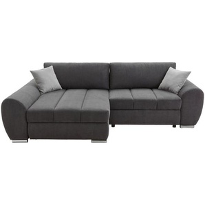 Carryhome Ecksofa, Dunkelgrau, Textil, 3-Sitzer, Füllung: Schaumstoff, seitenverkehrt montierbar, L-Form, 270x175 cm, Wohnzimmer, Sofas & Couches,