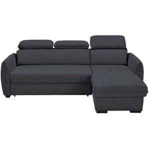 Carryhome Ecksofa, Dunkelgrau, Textil, 3-Sitzer, seitenverkehrt montierbar, L-Form, Ottomane rechts, 237x182 cm, Stoffauswahl, Liegefunktion, Schlafen auf Sitzhöhe, Rücken echt, Wohnzimmer, Sofas & Couches, Wohnlandschaften, Ecksofas