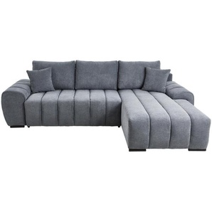 Carryhome Ecksofa, Dunkelgrau, Textil, Buche, massiv, 3-Sitzer, Füllung: Polyester, seitenverkehrt montierbar, L-Form, 275x180 cm, Liegefunktion,