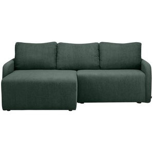 Carryhome Ecksofa, Dunkelgrün, Textil, 3-Sitzer, Füllung: Schaumstoff, Silikon, seitenverkehrt montierbar, L-Form, 217x146 cm, Fsc, Stoffauswahl, Liegefunktion, Rücken echt, Wohnzimmer, Sofas & Couches, Wohnlandschaften, Ecksofas