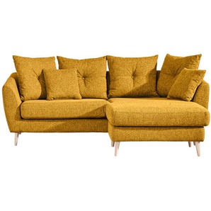 Carryhome Ecksofa, Gelb, Textil, Buche, massiv, 3-Sitzer, Füllung: Polyester, seitenverkehrt montierbar, L-Form, 210x156 cm, Fußauswahl, Stoffauswahl, Rücken echt, Wohnzimmer, Sofas & Couches, Wohnlandschaften, Ecksofas