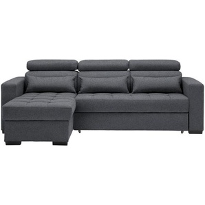 Carryhome Ecksofa, Graphit, Textil, 3-Sitzer, Füllung: Schaumstoff, Ottomane links, seitenverkehrt montierbar, L-Form, 240x179 cm, Stoffauswahl,