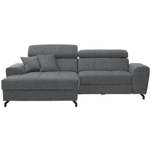 Carryhome Ecksofa, Grau, Textil, 3-Sitzer, Füllung: Schaumstoff, Ottomane links, L-Form, 267x181 cm, Stoffauswahl, Liegefunktion, seitenverkehrt