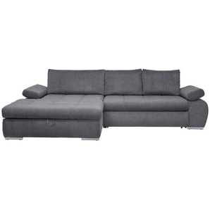 Carryhome Ecksofa, Grau, Textil, Uni, 4-Sitzer, Füllung: Schaumstoff, Ottomane links, L-Form, 294x173 cm, Stoffauswahl, seitenverkehrt erhältlich,