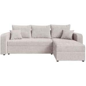Carryhome Ecksofa, Natur, Textil, 3-Sitzer, Füllung: Schaumstoffflocken,Schaumstoffflocken, Ottomane links, seitenverkehrt montierbar, L-Form, 238x144 cm, Liegefunktion, Schlafen auf Sitzhöhe, Rücken echt, haustierfreundlicher Bezug, Wohnzimmer, Sofas &