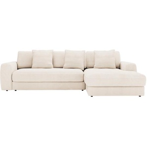 Carryhome Ecksofa, Natur, Textil, 4-Sitzer, Füllung: Schaumstoff, Silikon,Schaumstoff, Silikon, Ottomane rechts, L-Form, 302x182 cm, seitenverkehrt