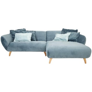 Carryhome Ecksofa, Petrol, Textil, Buche, massiv, 2-Sitzer, Füllung: Schaumstoff, Ottomane rechts, L-Form, 280x175 cm, Made in EU, seitenverkehrt