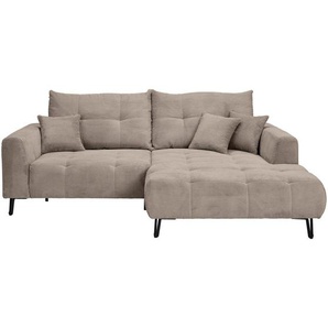 Carryhome Ecksofa, Taupe, Textil, 2-Sitzer, Füllung: Schaumstoff, Silikon,Schaumstoff, Silikon, Ottomane rechts, L-Form, 250x185 cm, Stoffauswahl,