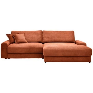 Carryhome Ecksofa, Terracotta, Textil, 3-Sitzer, Füllung: Schaumstoff,Hohlfaser, Ottomane rechts, L-Form, 300x180 cm, Rücken echt, Wohnzimmer, Sofas & Couches, Wohnlandschaften, Ecksofas