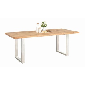 Carryhome Esstisch, Akazie, Holz, Metall, Akazie, vollmassiv, rechteckig, U-Form, 90x77x160 cm, Esszimmer, Tische, Esstische