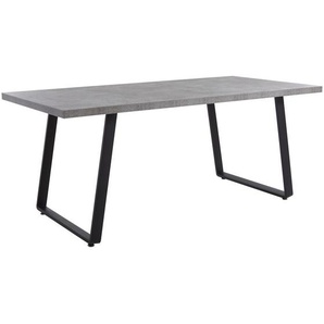 Carryhome Esstisch Beton-Optik, Grau, Metall, Holzwerkstoff, rechteckig, Kufe, 90x76x160 cm, Esszimmer, Tische, Esstische