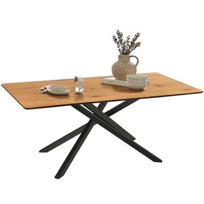 Carryhome Esstisch, Eiche, Metall, Holzwerkstoff, rechteckig, eckig, Flachrohr, 90x75x180 cm, Variantenauswahl, Esszimmer, Tische, Esstische