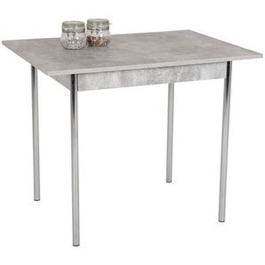 Carryhome Esstisch, Grau, Holzwerkstoff, Betonoptik, rechteckig, Rundrohr, 55x72x75 cm, in verschiedenen Holzdekoren erhältlich, Esszimmer, Tische,