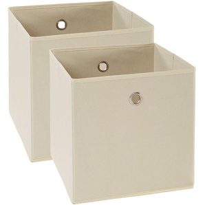Carryhome Faltbox, Natur, Silber, Metall, Textil, Karton, 32x32x32 cm, faltbar, Ordnen & Aufbewahren, Aufbewahrungsboxen, Faltboxen