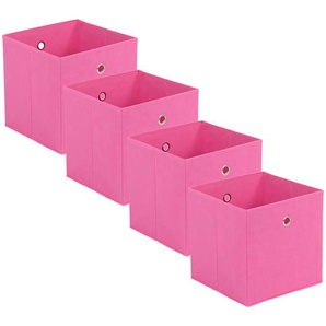 Carryhome Faltbox, Silber, Pink, Metall, Textil, Karton, 32x32x32 cm, faltbar, Ordnen & Aufbewahren, Aufbewahrungsboxen, Faltboxen