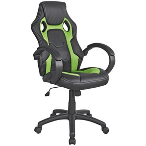 Carryhome Gamingstuhl, Grün, Schwarz, Metall, Kunststoff, Textil, Drehkreuz, 61x110-120x63 cm, Kinder- & Jugendzimmer, Jugendmöbel, Gamingstühle