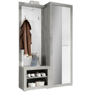 Carryhome Garderobe , Grau, Weiß , 120x194x37 cm , Garderobe, Garderoben-Sets