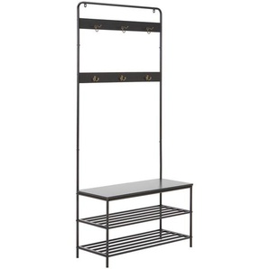 Carryhome Garderobe, Schwarz, Metall, Holzwerkstoff, 2-teilig, 90x173x37 cm, Bsci, Garderobe, Garderoben-Sets