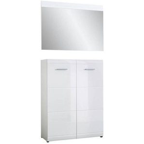 Carryhome Garderobe, Weiß, Holzwerkstoff, 2-teilig, 90x200x39 cm, Garderobe, Garderoben-Sets