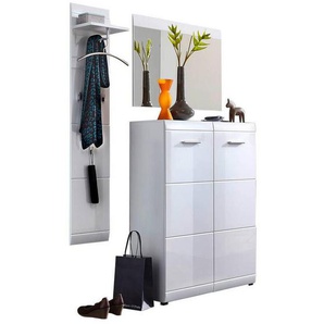 Carryhome Garderobe, Weiß, Holzwerkstoff, 3-teilig, 135x200x36 cm, Garderobe, Garderoben-Sets