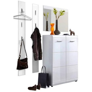 Carryhome Garderobe, Weiß, Holzwerkstoff, 4-teilig, 149x200x36 cm, Garderobe, Garderoben-Sets