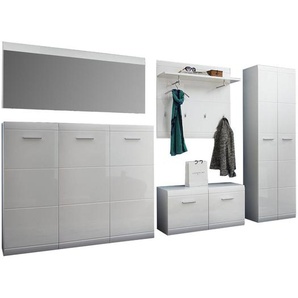 Carryhome Garderobe, Weiß, 5-teilig, 319x197x36 cm, Garderobe, Garderoben-Sets