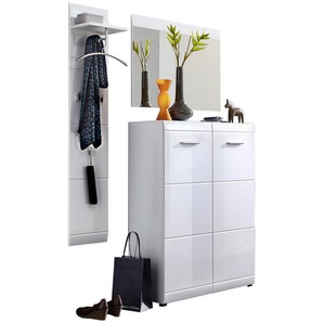 Carryhome Garderobe, Weiß, 3-teilig, 135x200x36 cm, Garderobe, Garderoben-Sets