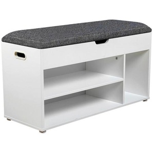 Carryhome Garderobenbank, Grau, Weiß, Kunststoff, 1-Sitzer, Füllung: Schaumstoff, 80x44x30 cm, Bsci, Truhe im Sitz, Garderobe, Garderobenbänke